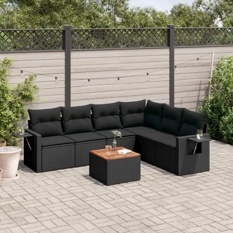 Zwarte tuinset met gepoedercoat staal en waterdichte tas - Zwart / hoek + Tafel + 3x midden + Fauteuil - Tuinsets