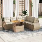 Zwarte tuinset met gepoedercoat staal voor buitenplezier - beige en crèmekleurig / 3x hoek + Tafel + 3x midden