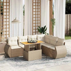Zwarte tuinset met gepoedercoat staal voor buitenplezier - beige en crèmekleurig / 3x hoek + 3x midden + Tafel