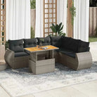 Zwarte tuinset met gepoedercoat staal voor buitenplezier - grijs en donkergrijs / 3x hoek + Tafel + 3x midden - Tuinsets