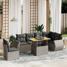 Zwarte tuinset met gepoedercoat staal voor buitenplezier - grijs en donkergrijs / Tafel + 3x hoek + 3x midden - Tuinsets