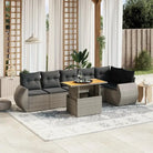 Zwarte tuinset met gepoedercoat staal voor buitenplezier - grijs en donkergrijs / 3x midden + 3x hoek + Tafel - Tuinsets