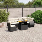 Zwarte tuinset met gepoedercoat staal voor buitenplezier - Zwart en crème / Tafel + 3x hoek + 3x midden - Tuinsets