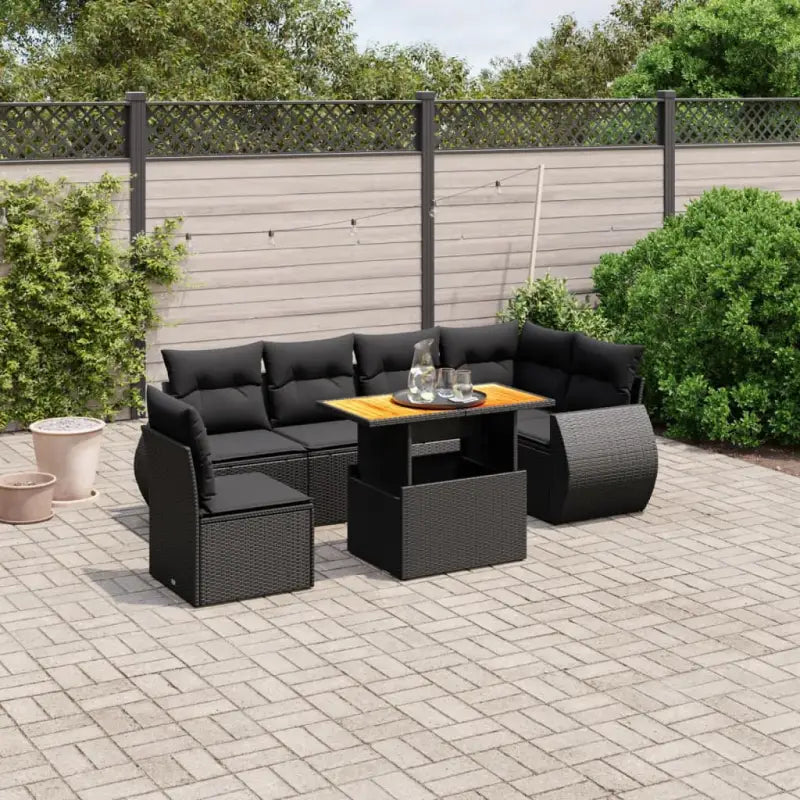 Zwarte tuinset met gepoedercoat staal voor buitenplezier - Zwart / Tafel + 3x hoek + 3x midden - Tuinsets