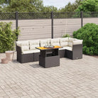 Zwarte tuinset met gepoedercoat staal voor comfortabel buiten genieten - Zwart en crème / 3x hoek + 3x midden + Tafel