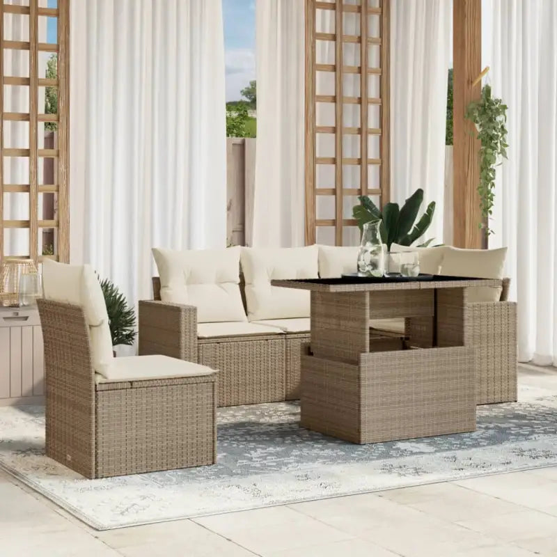 Zwarte tuinset met gepoedercoat staal voor comfortabel buiten genieten - beige en crèmekleurig / Met tafel - Tuinsets