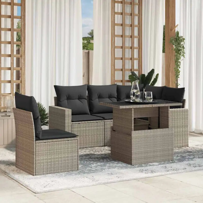 Zwarte tuinset met gepoedercoat staal voor comfortabel buiten genieten - Lichtgrijs / Met tafel - Tuinsets