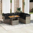 Zwarte tuinset met gepoedercoat staal voor comfortabel buiten genieten - grijs en donkergrijs / 3x hoek + Tafel + 3x