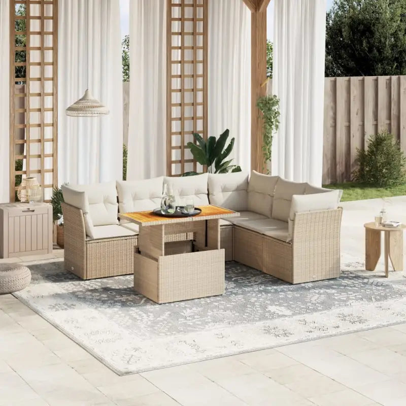 Zwarte tuinset met gepoedercoat staal voor comfortabel buiten genieten - beige en crèmekleurig / 3x midden + 3x hoek