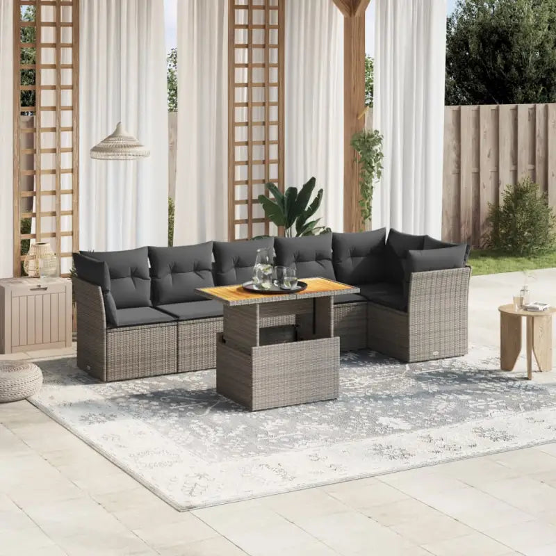 Zwarte tuinset met gepoedercoat staal voor comfortabel buiten genieten - grijs en donkergrijs / 3x hoek + 3x midden