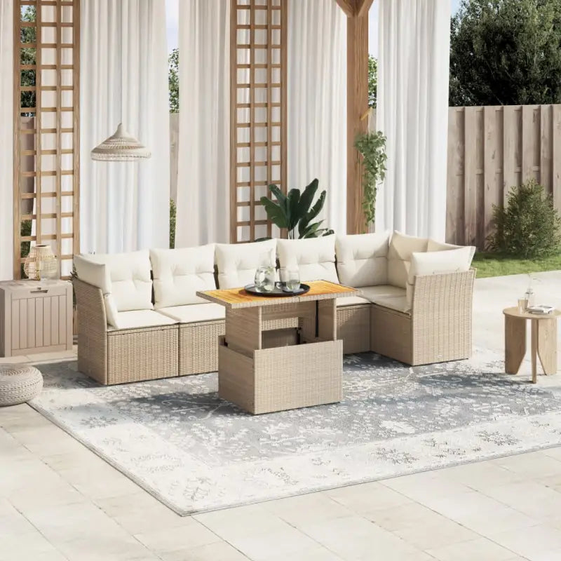 Zwarte tuinset met gepoedercoat staal voor comfortabel buiten genieten - Zwart en crème / 3x midden + 3x hoek + Tafel
