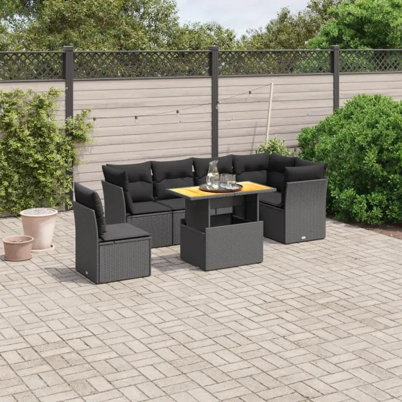 Zwarte tuinset met gepoedercoat staal voor comfortabel buiten genieten - Zwart / Tafel + 3x hoek + 3x midden - Tuinsets