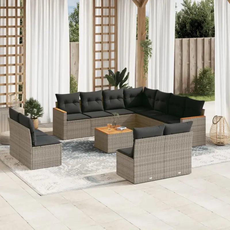 Zwarte tuinset met gepoedercoat staal voor comfortabel buiten zitten - Grijs / Met tafel - Tuinsets