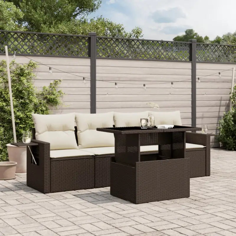 Zwarte tuinset met gepoedercoat staal voor comfortabel buitenleven - Bruin en crème / zonder opbergruimte - Tuinsets