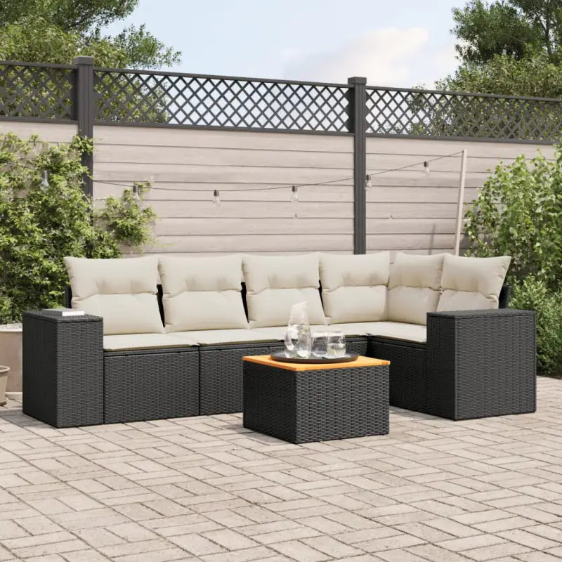 Zwarte tuinset met gepoedercoat staal voor comfortabel buitenleven - Zwart en crème / Tafel + hoek + 2x midden