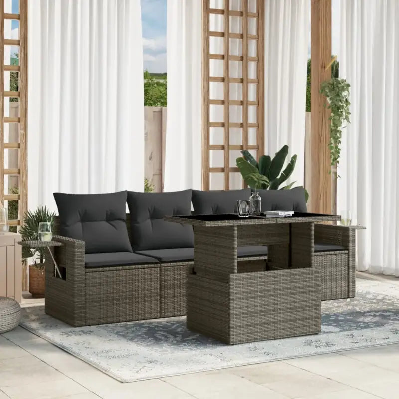 Zwarte tuinset met gepoedercoat staal voor comfortabel buitenleven - Grijs / zonder opbergruimte - Tuinsets