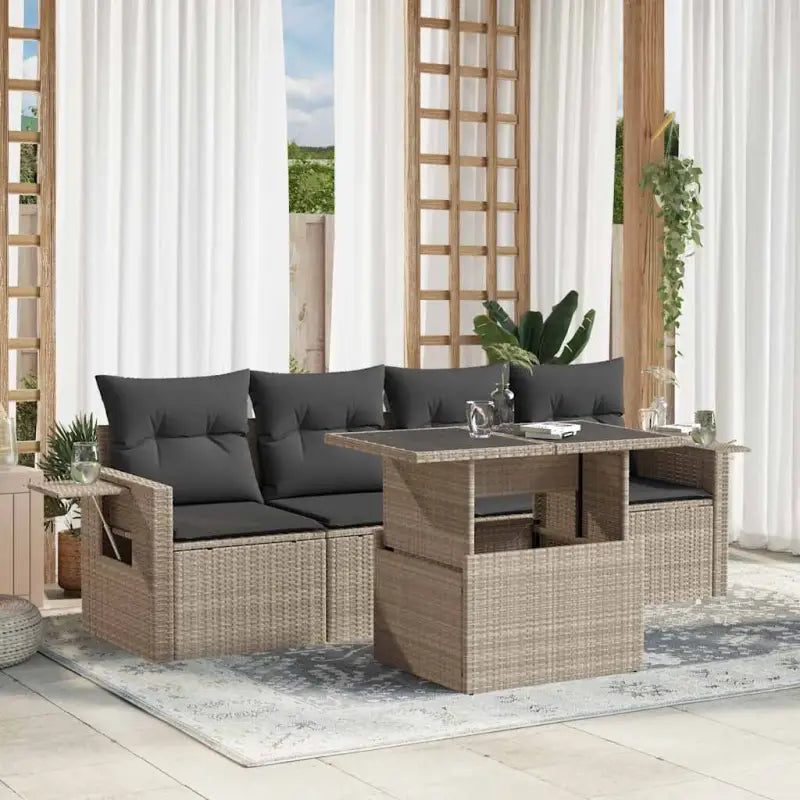 Zwarte tuinset met gepoedercoat staal voor comfortabel buitenleven - Lichtgrijs / zonder opbergruimte - Tuinsets