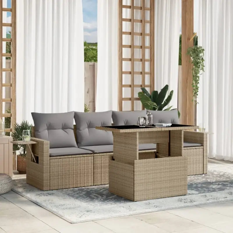 Zwarte tuinset met gepoedercoat staal voor comfortabel buitenleven - Beige en grijs / zonder opbergruimte - Tuinsets