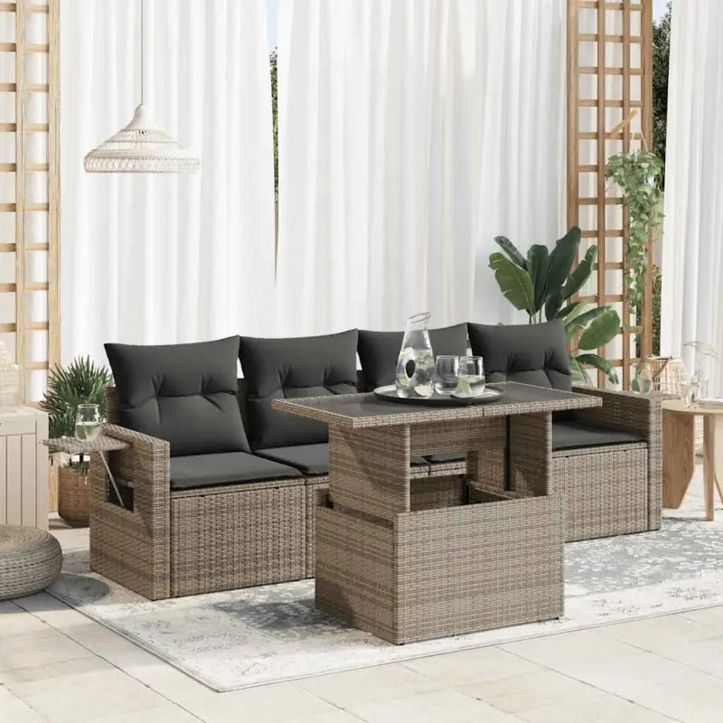 Zwarte tuinset met gepoedercoat staal voor comfortabel buitenleven - Grijs / met opbergruimte - Tuinsets