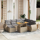 Zwarte tuinset met gepoedercoat staal voor terras en tuin ontspanning - beige en lichtgrijs / 3x hoek + 3x midden
