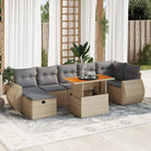 Zwarte tuinset met gepoedercoat staal voor terras en tuin ontspanning - beige en lichtgrijs / Tafel + 3x hoek + 3x