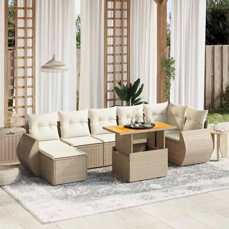 Zwarte tuinset met gepoedercoat staal voor terras en tuin ontspanning - beige en crèmekleurig / 3x midden + 3x hoek