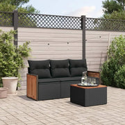 Zwarte tuinset met poly rattan en gepoedercoat staal voor comfortabel buitenplezier - Tuinsets