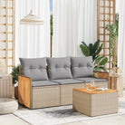 Zwarte tuinset met poly rattan en gepoedercoat staal voor comfortabel buitenplezier - Beige en grijs / Met tafel