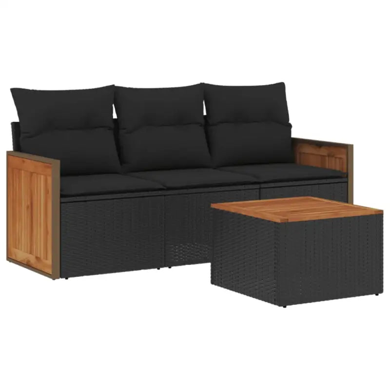 Zwarte tuinset met poly rattan en gepoedercoat staal voor comfortabel buitenplezier - Tuinsets