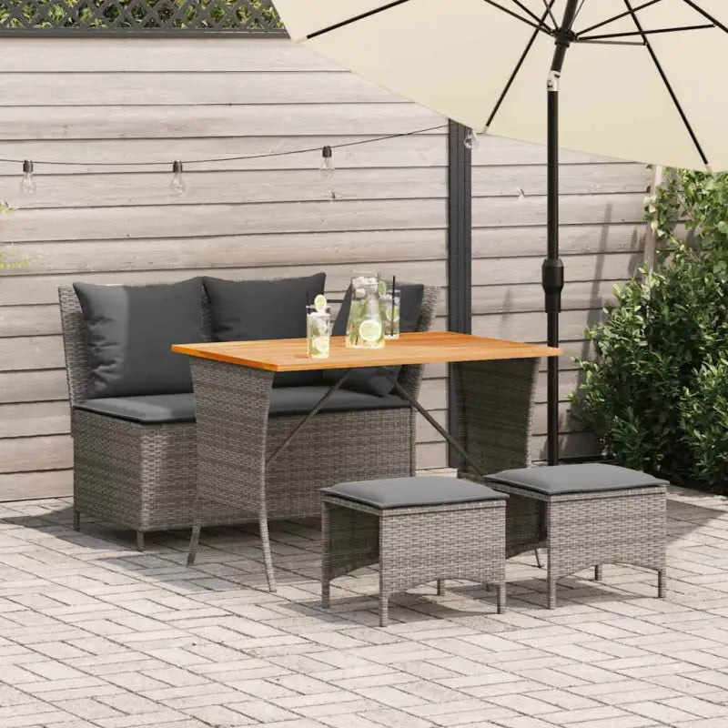 Zwarte tuinset met wasbare hoes en gepoedercoat staal - Grijs - Tuinsets