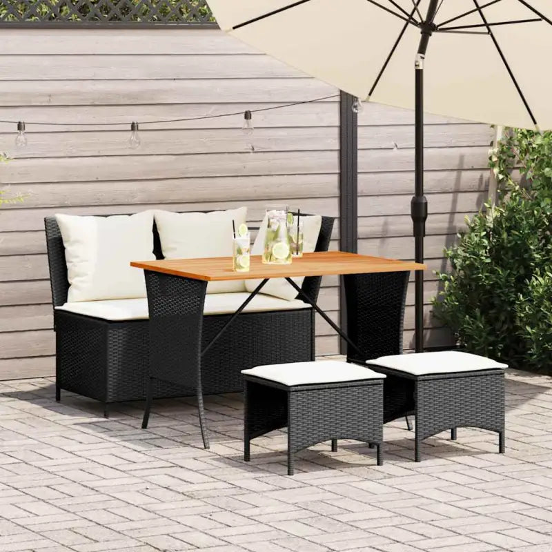 Zwarte tuinset met wasbare hoes en gepoedercoat staal - Zwart en crèmewit - Tuinsets