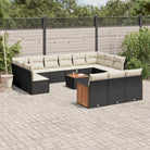 Zwarte tuinset met waterdichte zak en gepoedercoat staal voor buiten - Zwart en crème / Met tafel - Tuinsets