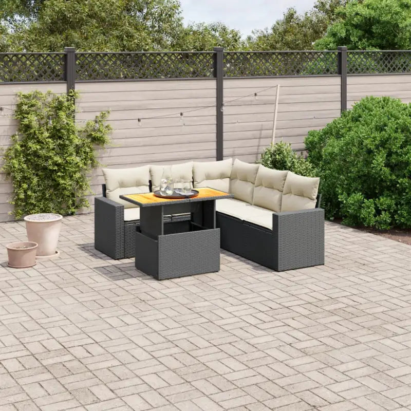 Zwarte tuinset van gepoedercoat staal met comfortabele afmetingen - Zwart en crème / 3x hoek + 2x midden + Tafel