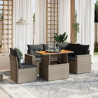 Zwarte tuinset van gepoedercoat staal met comfortabele afmetingen - Grijs / Tafel + 2x midden + 3x hoek - Tuinsets