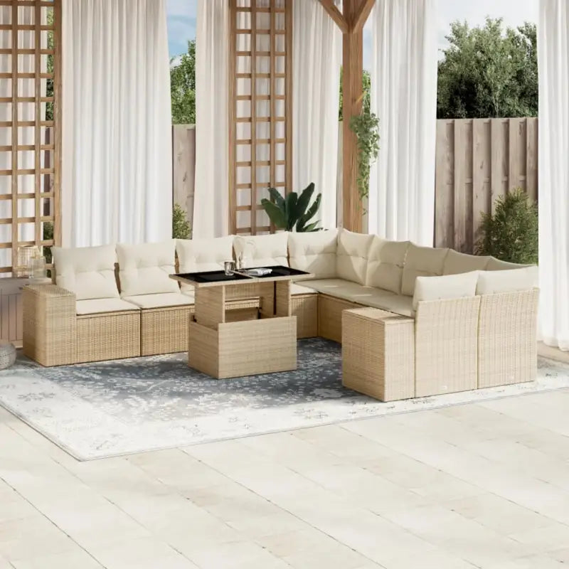 Zwarte tuinset van gepoedercoat staal met comfortabele afmetingen - beige en crèmekleurig / Met tafel - Tuinsets
