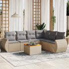 Zwarte tuinset van gepoedercoat staal met comfortabele afmetingen - Beige en grijs / hoek + Tafel + 3x midden - Tuinsets