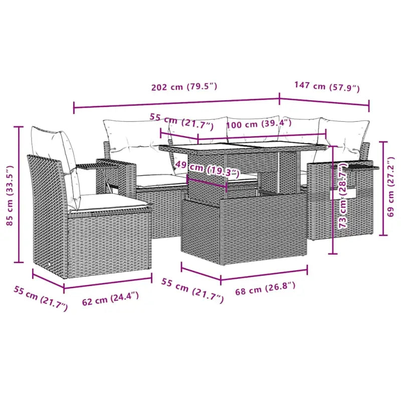 Zwarte tuinset van gepoedercoat staal met comfortabele afmetingen - Tuinsets