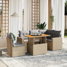 Zwarte tuinset van gepoedercoat staal met comfortabele afmetingen - Beige en grijs / Tafel + 2x midden + 3x hoek