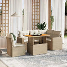 Zwarte tuinset van gepoedercoat staal met comfortabele afmetingen - Beige / Tafel + 2x midden + 3x hoek - Tuinsets