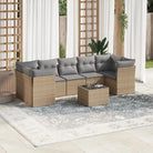 Zwarte tuinset van gepoedercoat staal voor comfortabel buitenkijken - Beige en grijs / 3x midden + Tafel + 4x hoek