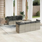 Zwarte tuinset van gepoedercoat staal voor comfortabel buitenkijken - Lichtgrijs / Tafel + 4x hoek + 3x midden