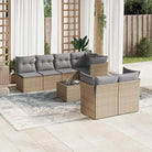 Zwarte tuinset van gepoedercoat staal voor comfortabel buitenkijken - Beige en grijs / Tafel + 3x midden + 4x hoek