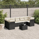 Zwarte tuinset van gepoedercoat staal voor comfortabel buitenkijken - Zwart en crème / 3x midden + Tafel + 4x hoek