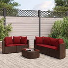 Zwarte tuinset van gepoedercoat staal voor comfortabel buitenplezier - Bruin en rood - Tuinsets