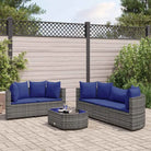 Zwarte tuinset van gepoedercoat staal voor comfortabel buitenplezier - Grijs en blauw - Tuinsets