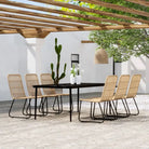 Zwarte tuinset van gepoedercoat staal voor een stijlvolle buitenruimte - Eiken / 200 cm tafellengte - Tuinsets