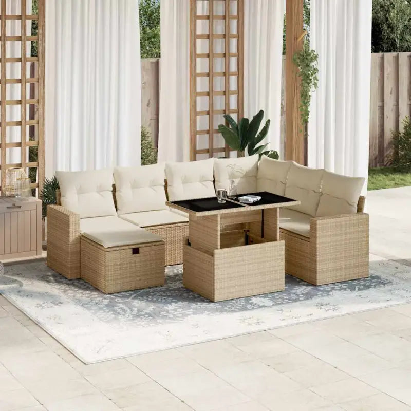 Zwarte tuinset van gepoedercoat staal voor ontspannen buitenruimte - beige en crèmekleurig / Met tafel - Tuinsets