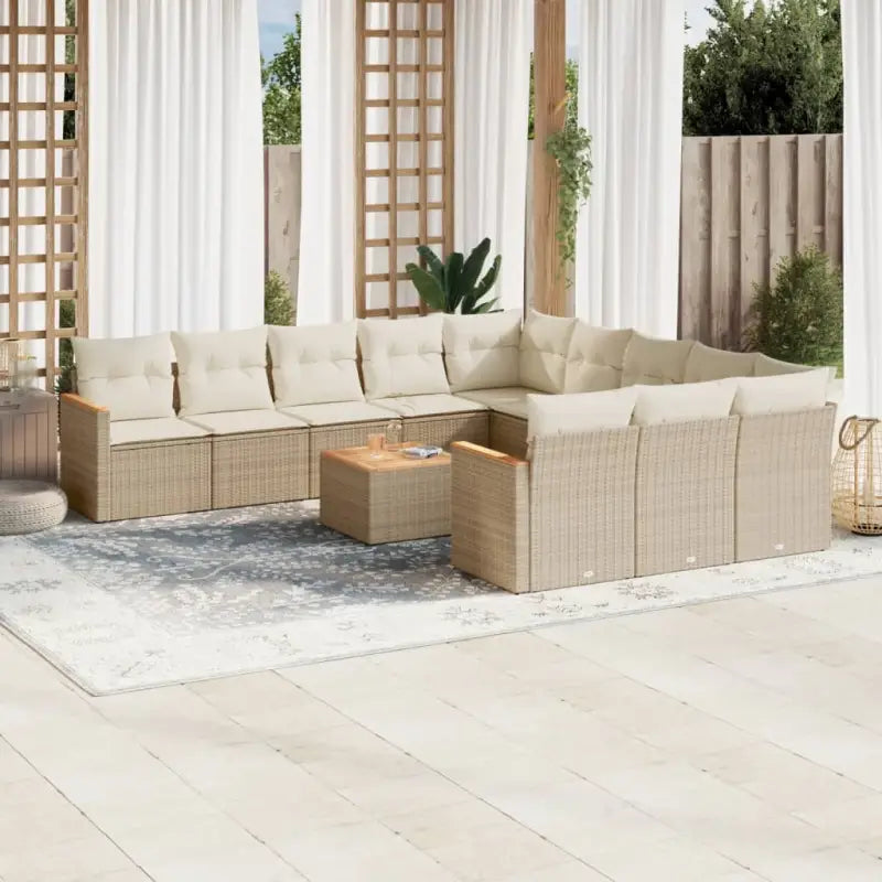 Zwarte tuinset van gepoedercoat staal voor terras en tuin ontspanning - Beige / Met tafel - Tuinsets