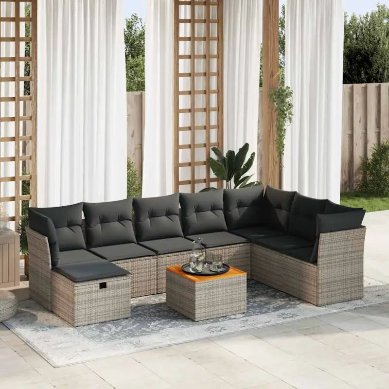 Zwarte tuinset van gepoedercoated staal voor terras en tuinruimte - Grijs / met opbergruimte - Tuinsets