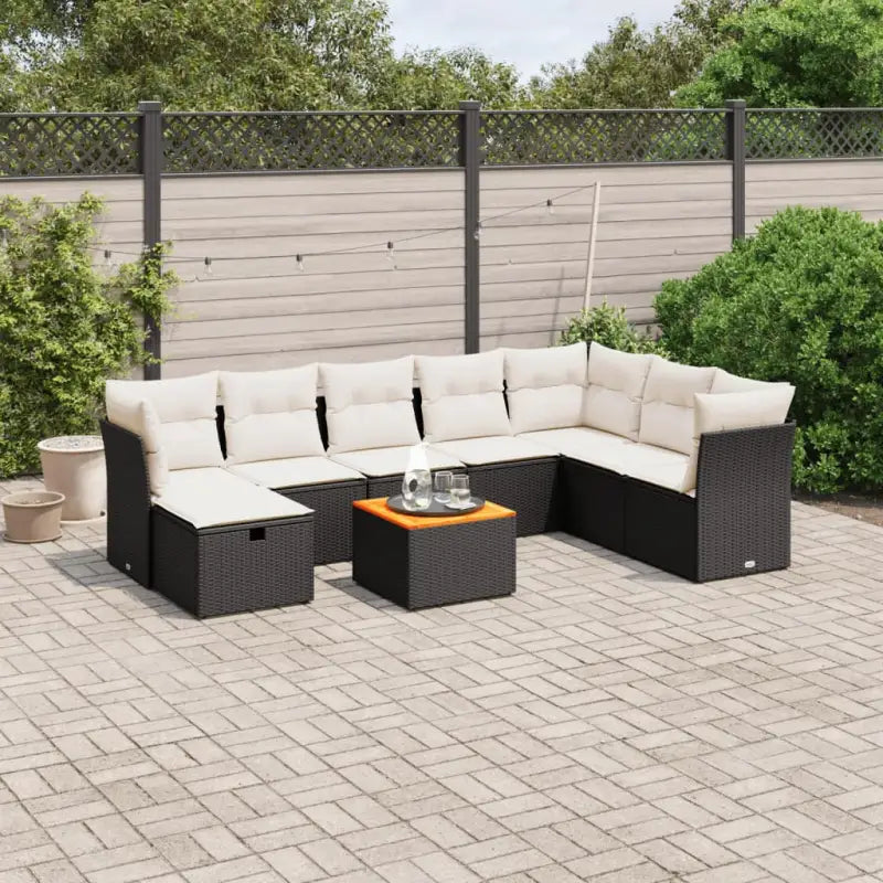 Zwarte tuinset van gepoedercoated staal voor terras en tuinruimte - Zwart en crème / zonder opbergruimte - Tuinsets